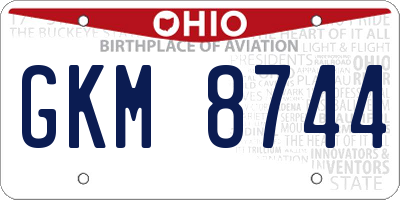 OH license plate GKM8744
