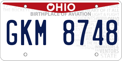 OH license plate GKM8748