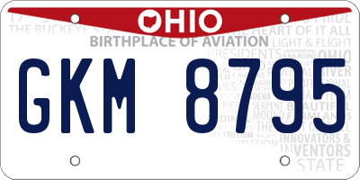 OH license plate GKM8795