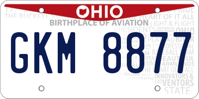 OH license plate GKM8877