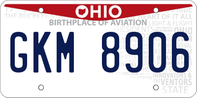 OH license plate GKM8906