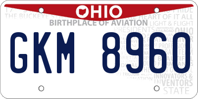 OH license plate GKM8960