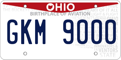OH license plate GKM9000
