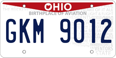 OH license plate GKM9012