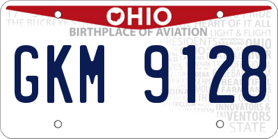 OH license plate GKM9128