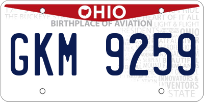 OH license plate GKM9259