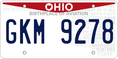 OH license plate GKM9278