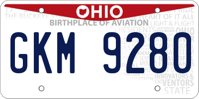 OH license plate GKM9280