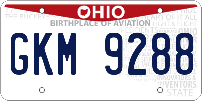 OH license plate GKM9288