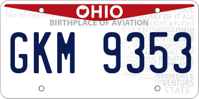 OH license plate GKM9353