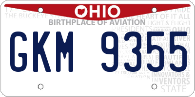 OH license plate GKM9355