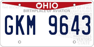 OH license plate GKM9643