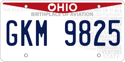 OH license plate GKM9825