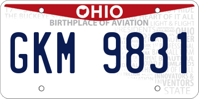 OH license plate GKM9831