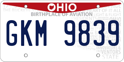 OH license plate GKM9839