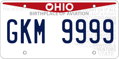 OH license plate GKM9999