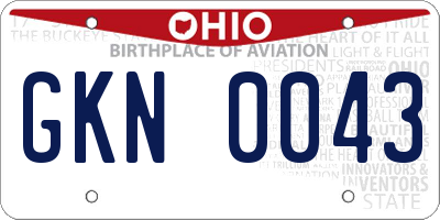 OH license plate GKN0043