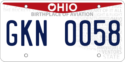 OH license plate GKN0058