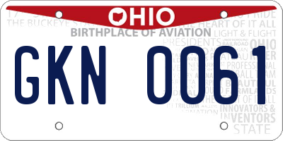 OH license plate GKN0061
