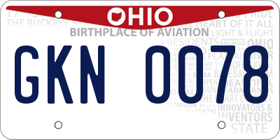 OH license plate GKN0078