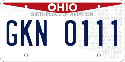 OH license plate GKN0111