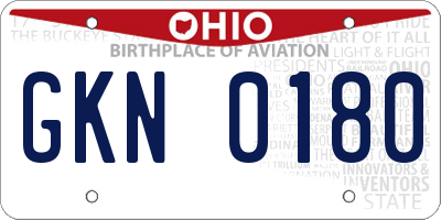 OH license plate GKN0180