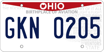 OH license plate GKN0205