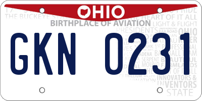 OH license plate GKN0231