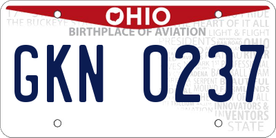 OH license plate GKN0237