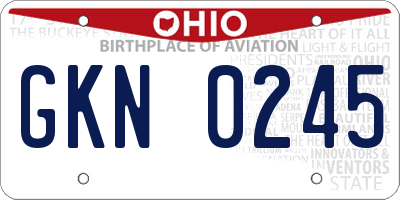 OH license plate GKN0245
