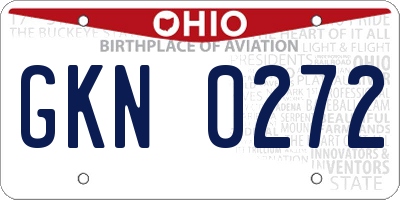 OH license plate GKN0272