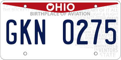 OH license plate GKN0275