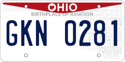OH license plate GKN0281