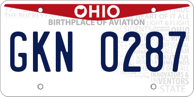 OH license plate GKN0287