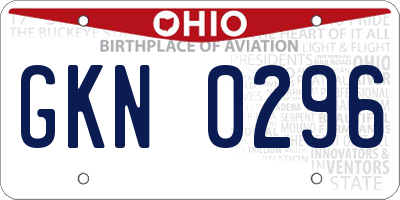 OH license plate GKN0296