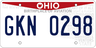 OH license plate GKN0298