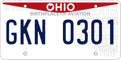 OH license plate GKN0301