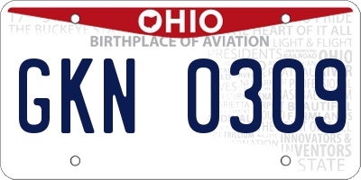 OH license plate GKN0309