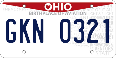 OH license plate GKN0321