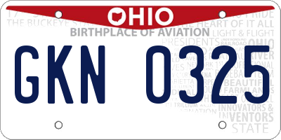 OH license plate GKN0325