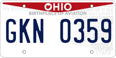 OH license plate GKN0359