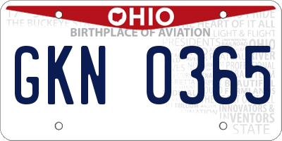 OH license plate GKN0365