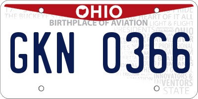 OH license plate GKN0366