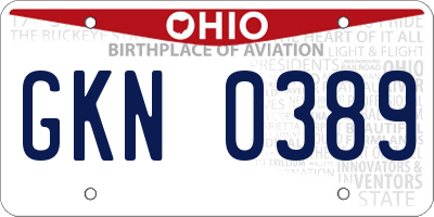 OH license plate GKN0389