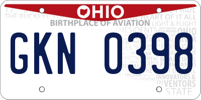 OH license plate GKN0398
