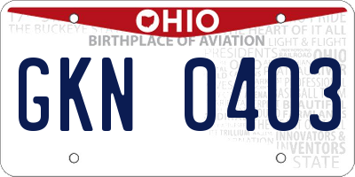 OH license plate GKN0403