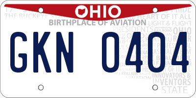 OH license plate GKN0404