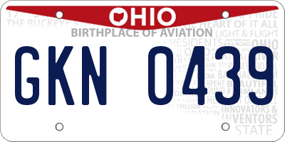 OH license plate GKN0439