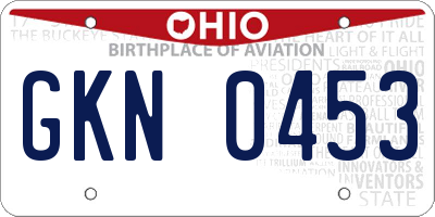 OH license plate GKN0453