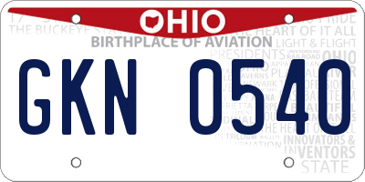 OH license plate GKN0540